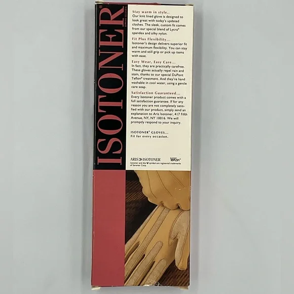 New Vintage 1994 Isotoner Warm Tailored Classic Knit-Lined Gloves - Brown - Picture 6 of 8